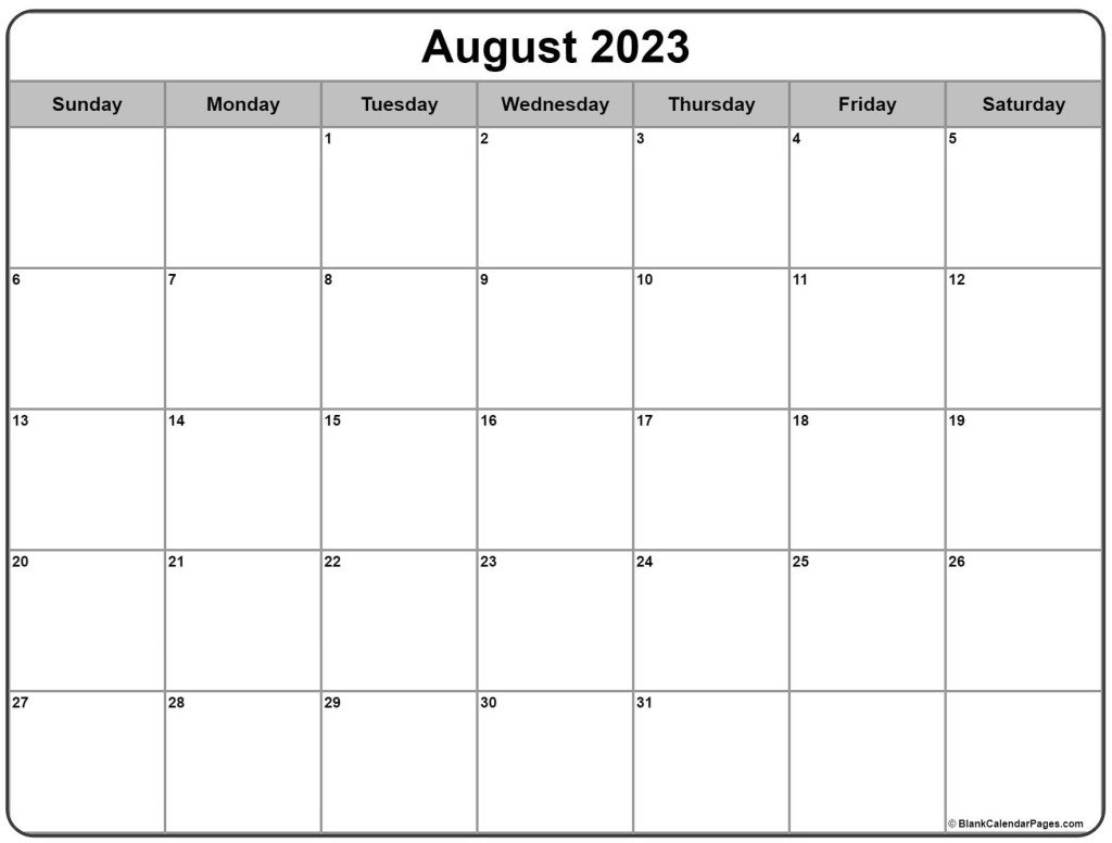 August 2023 Calendar Free Printable Calendar Templates