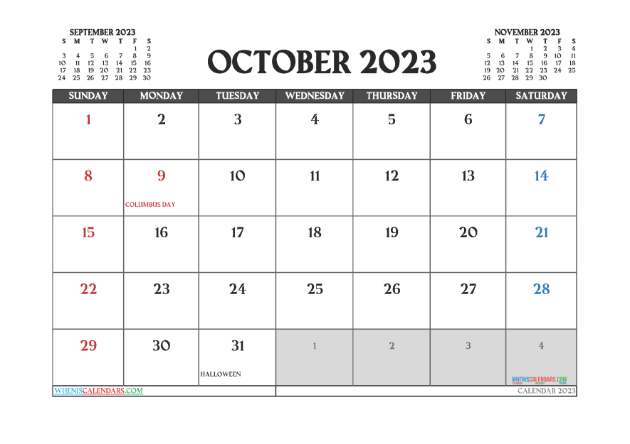 Free Printable October 2023 Calendar 12 Templates