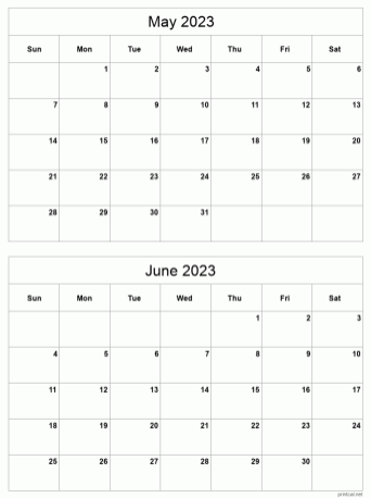 May To June 2023 Printable Calendar Two Months Per Page Printable 