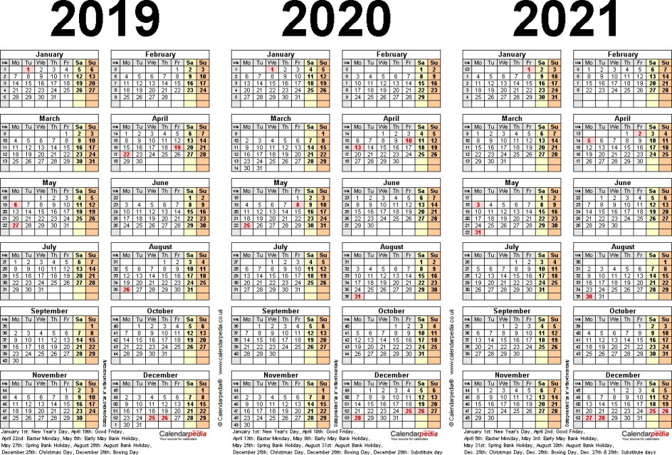 Printable 3 Year Calendar 2020 To 2023 Free Letter Templates