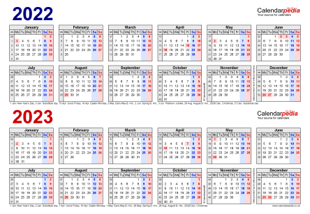 Two Year Calendars For 2022 2023 UK For Word