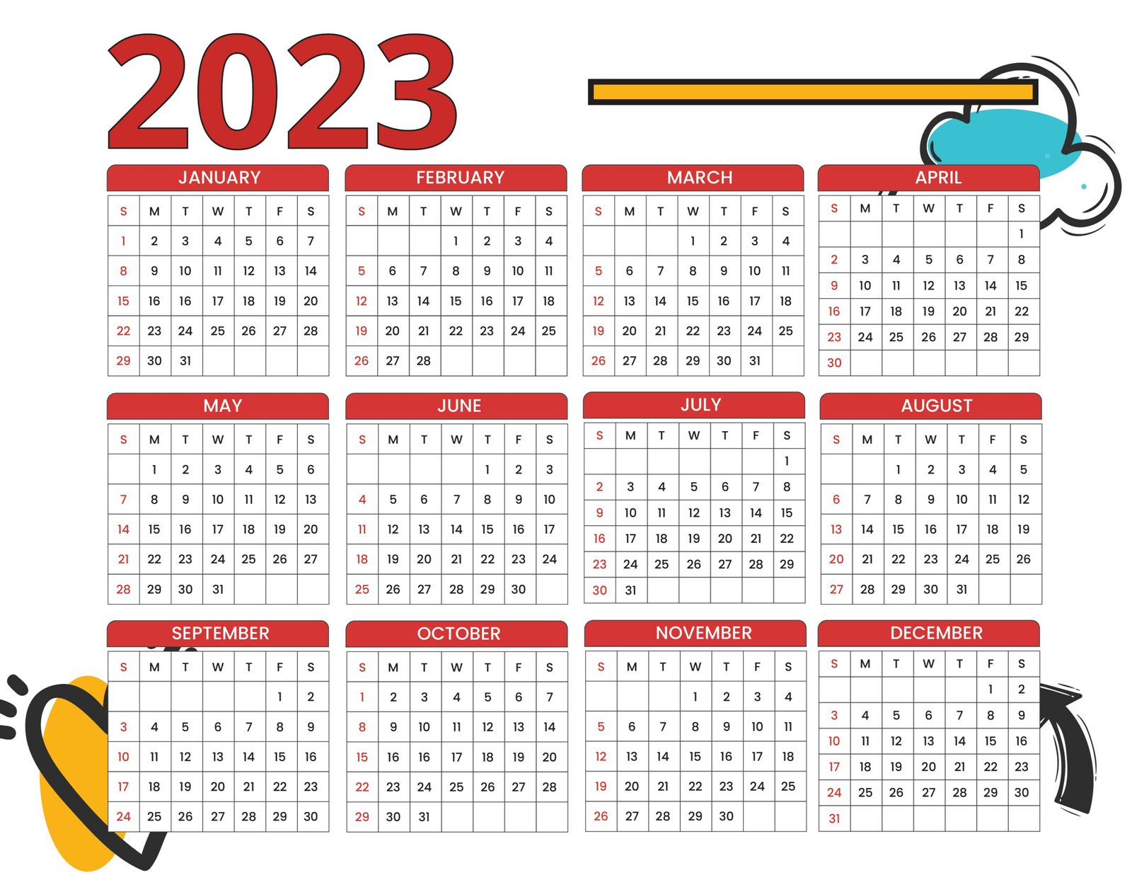 Google Sheets 2023 Calendar Template