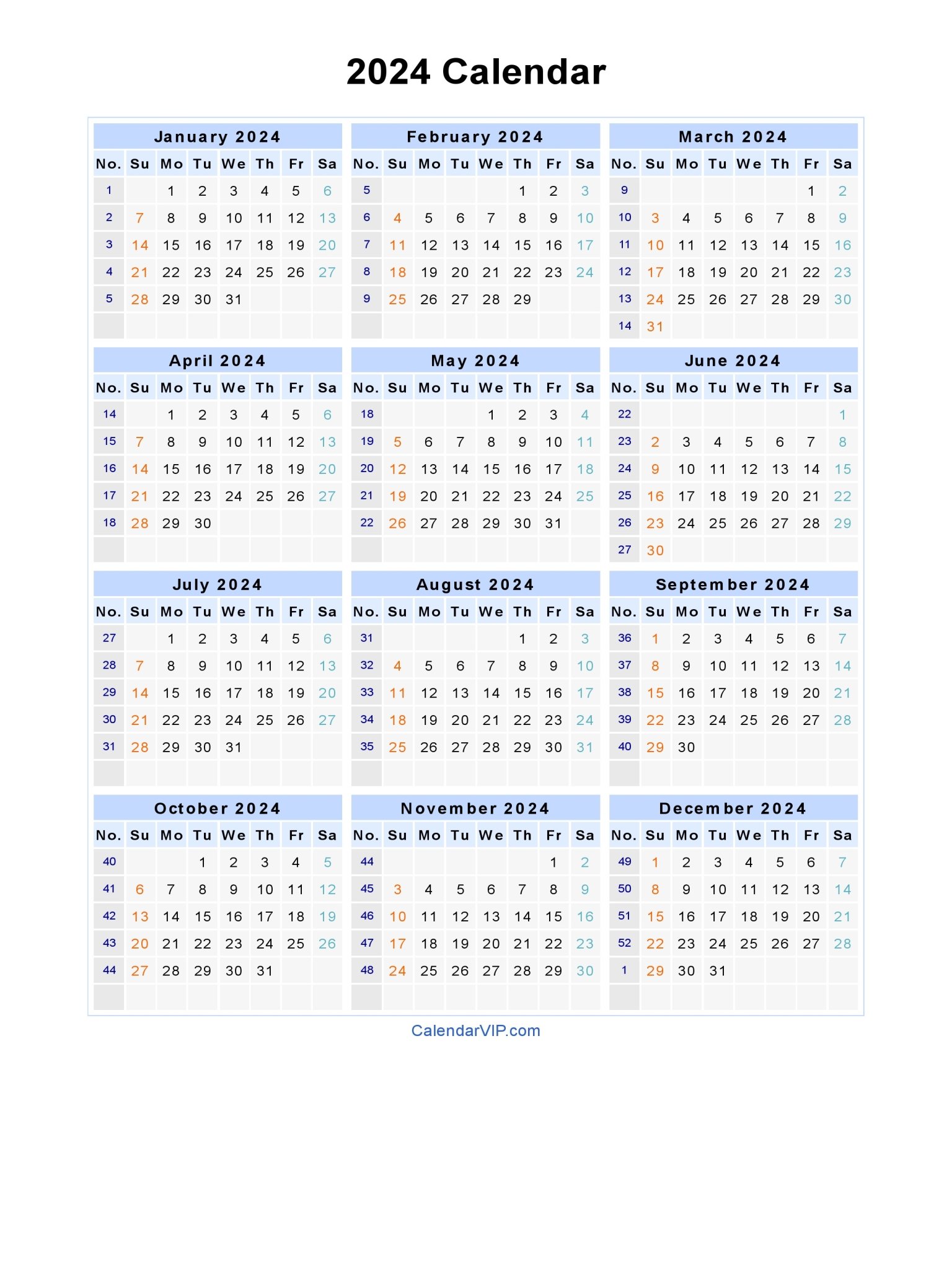 2024 calendar