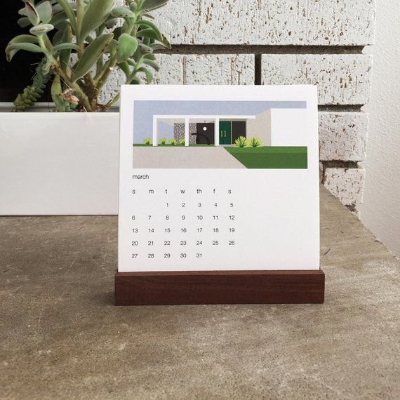 2019 calendar featuring mid century modern architectural