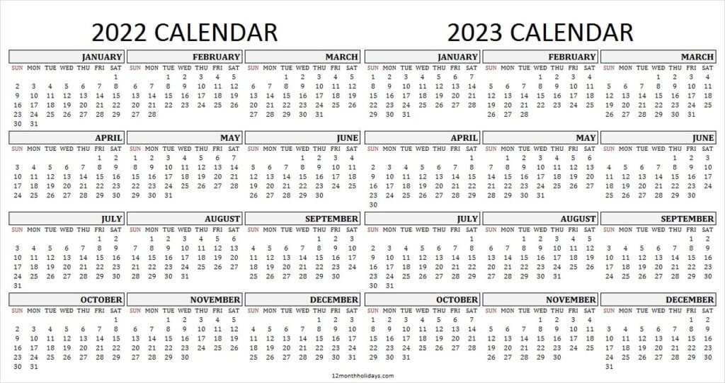 2022 And 2023 Academic Calendar Template - Calendar2023.net