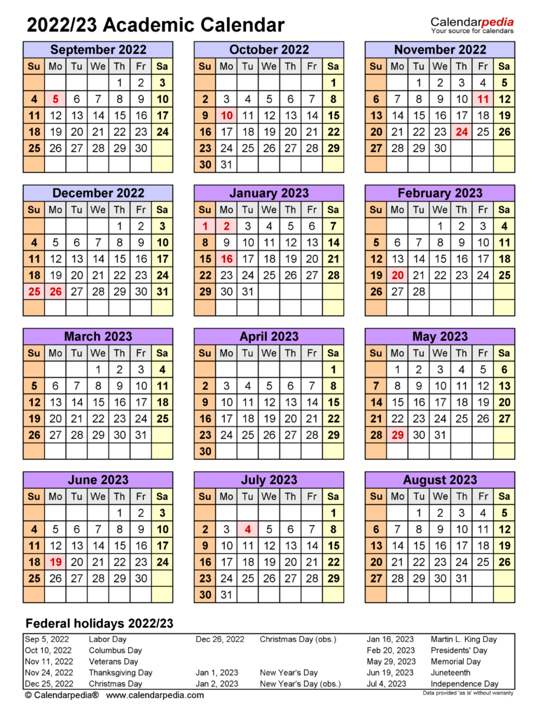 2022 23 School Year Calendar Calendar 2022