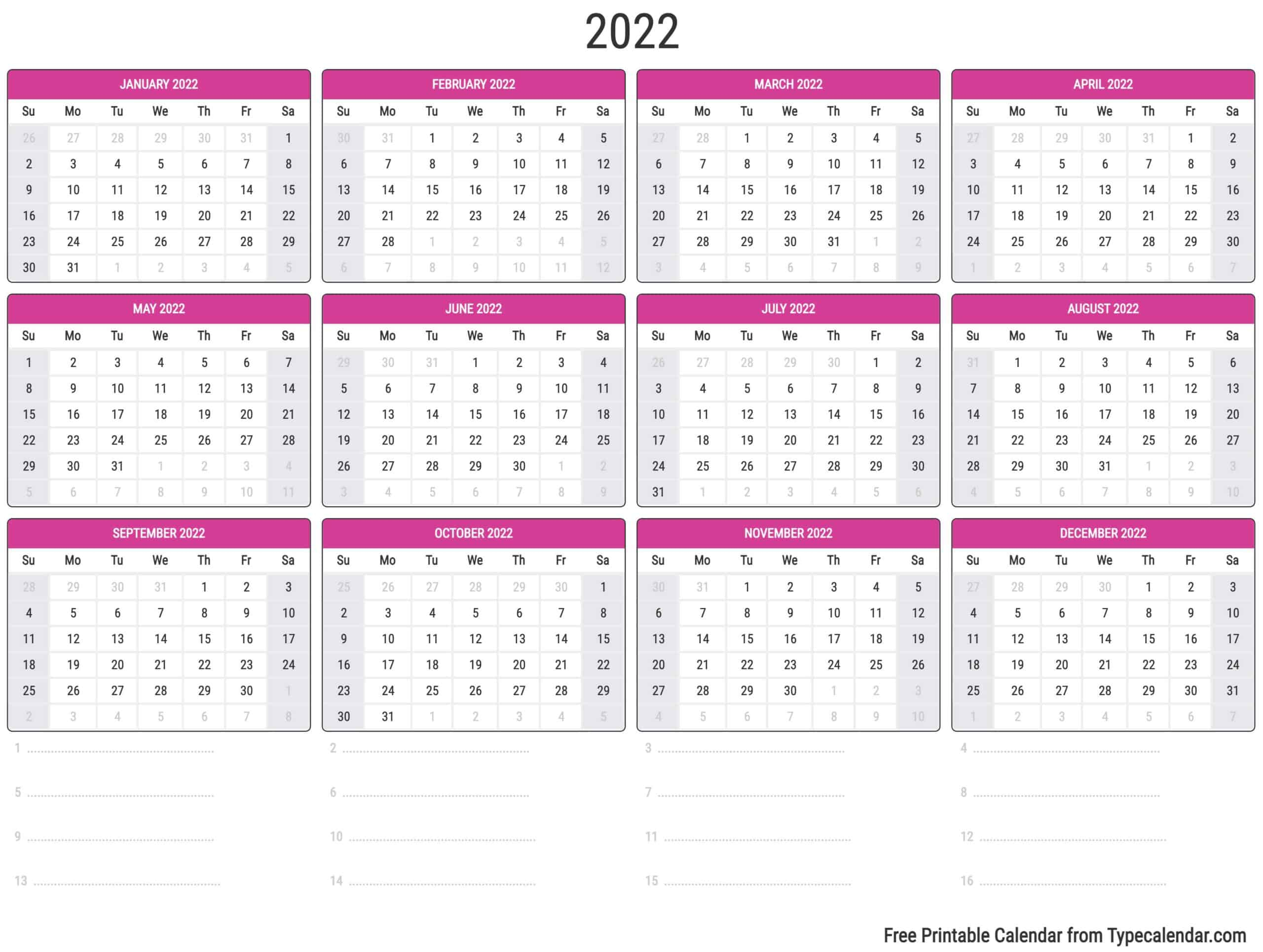 38 Free Printable 2022 Yearly Calendar Printable Gif My Gallery Pics