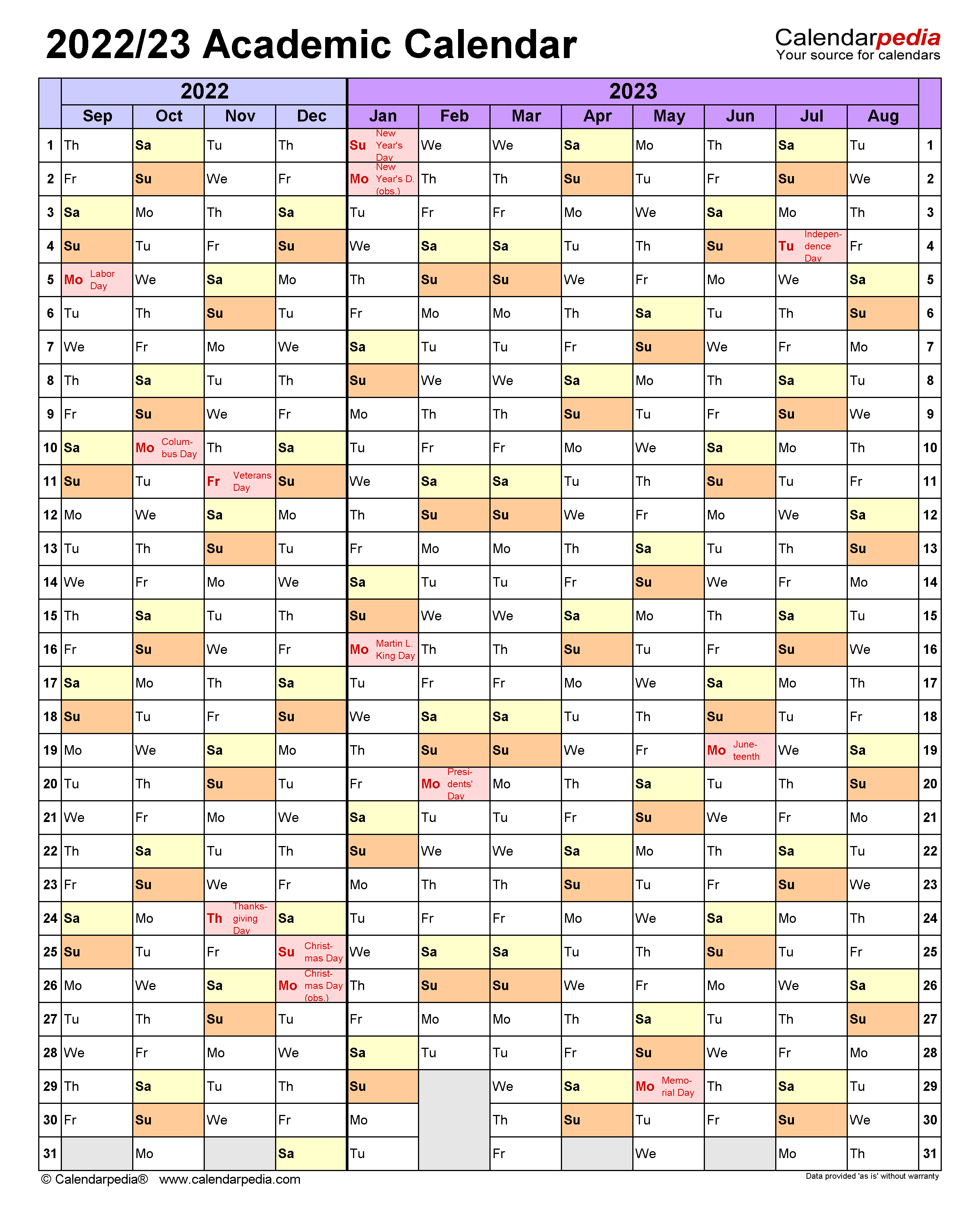 Google Sheets Academic Calendar Template 2022 2023 Calendar2023