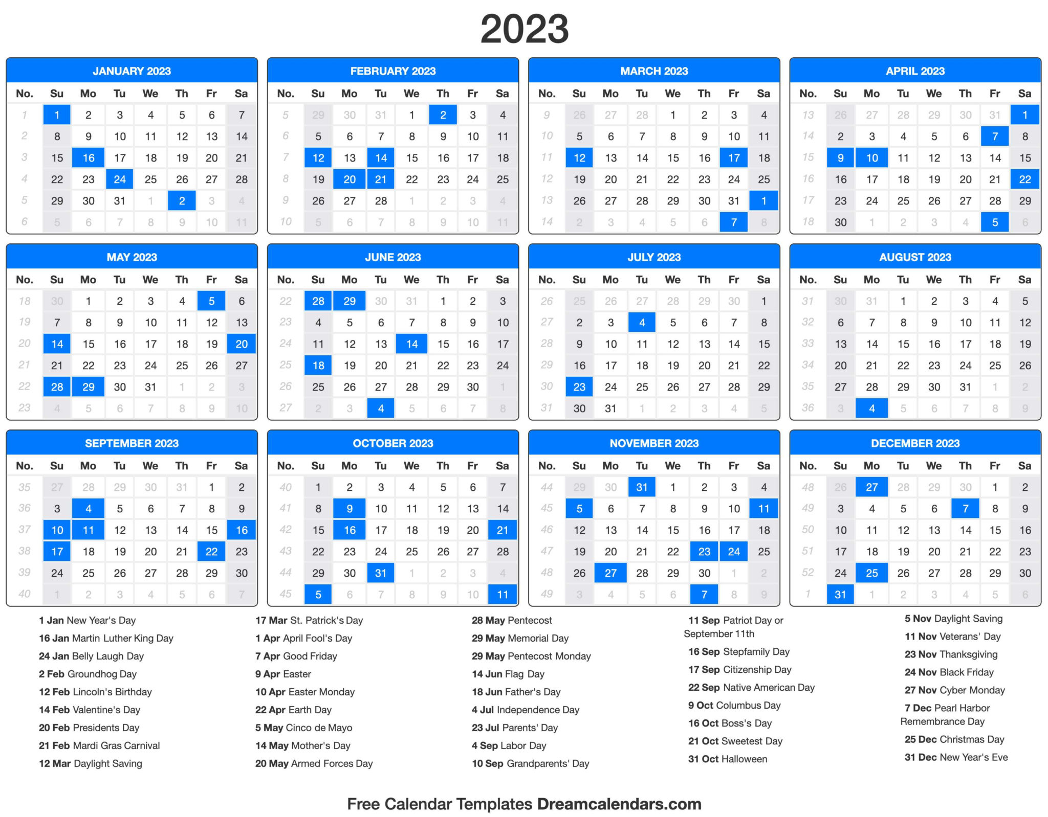 2023 Calendar With Jewish Holidays