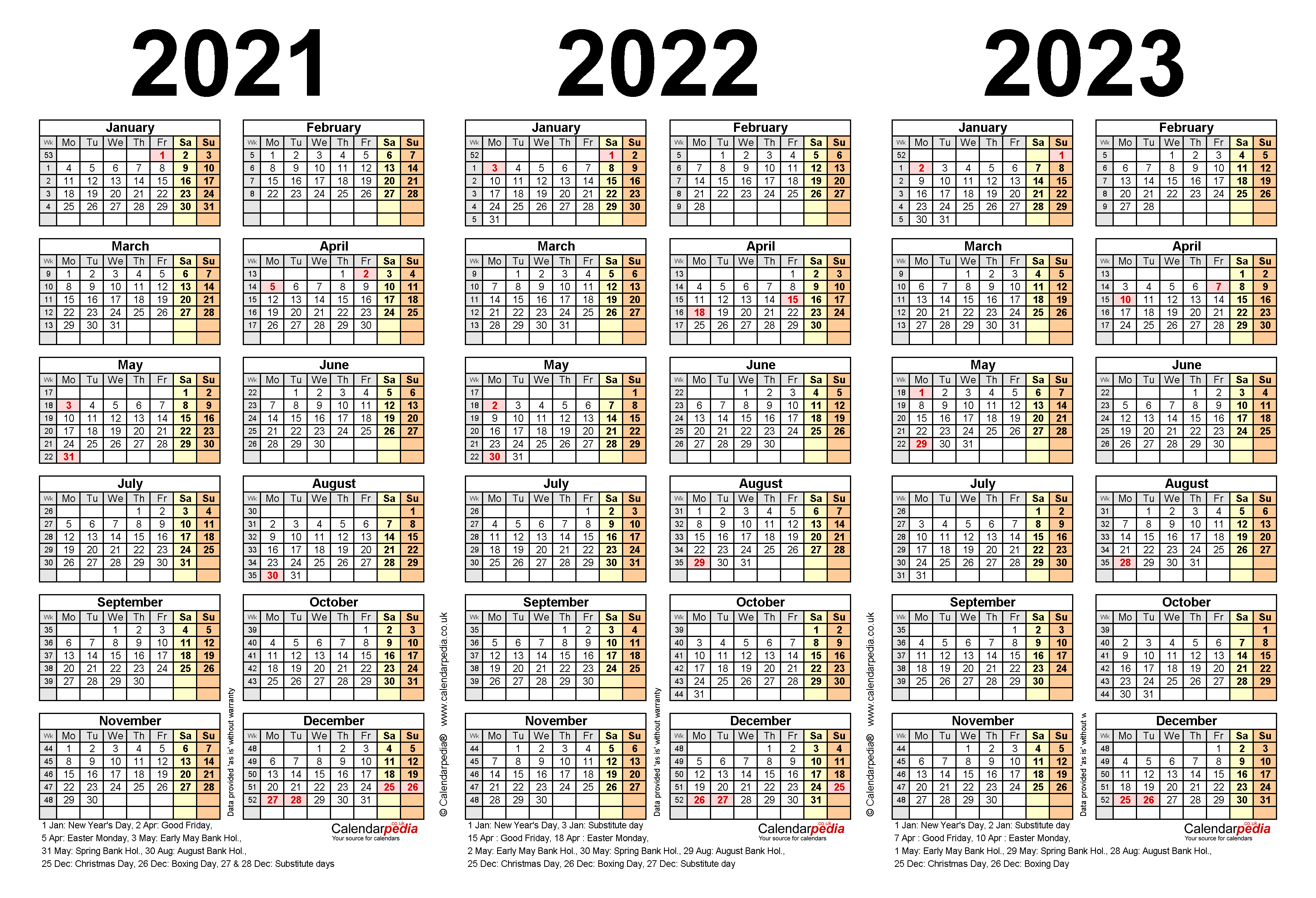 3 Year Calendar 2021 To 2023 - Calendar2023.net