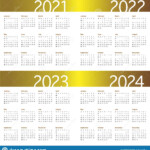 Year 2021 2022 2023 2024 Calendar Vector Design Template Stock Vector