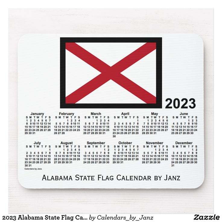 2023 Alabama State Flag Calendar By Janz Mouse Pad Zazzle 