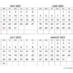 May To August 2023 Calendar Calendar Quickly