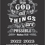 With God Matthew 19 26 2 Year Christian Planner 2022 2023 Monthly