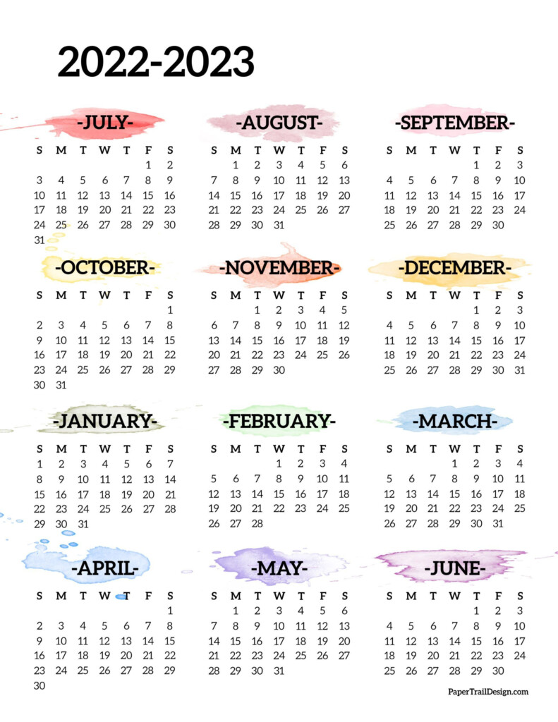 2022 2023 School Year Calendar Free Printable Paper Trail Design 