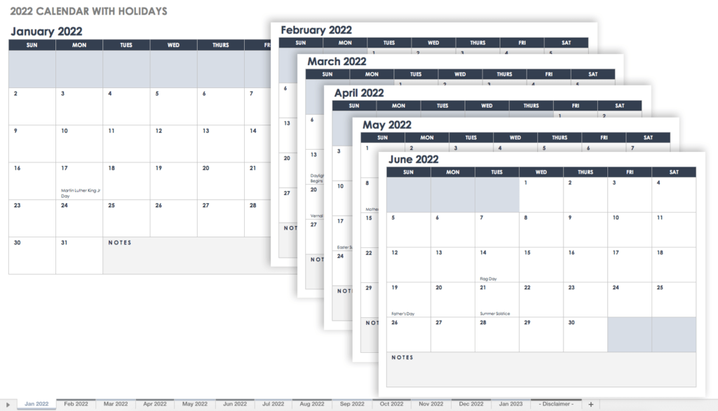 2022 Calendar Template Google Sheets Free Printable Form Templates 