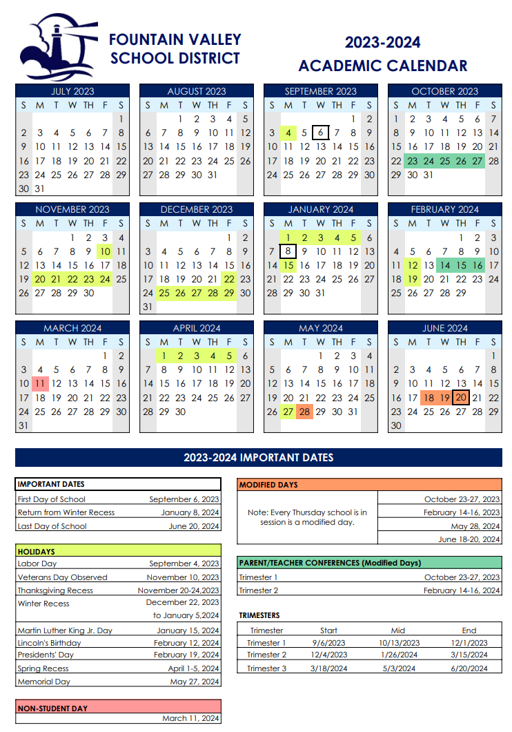 2023 2024 School Year Calendar Approved At The April 6 2023 Board