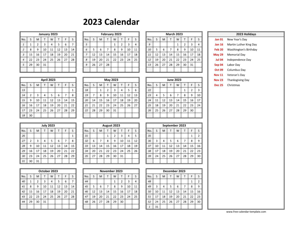 2023 Calendar Excel Template