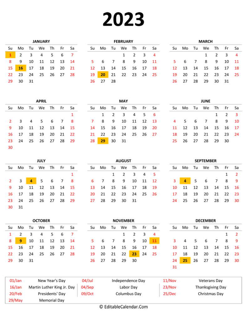 2023 Calendar Of Holidays Get Latest 2023 News Update