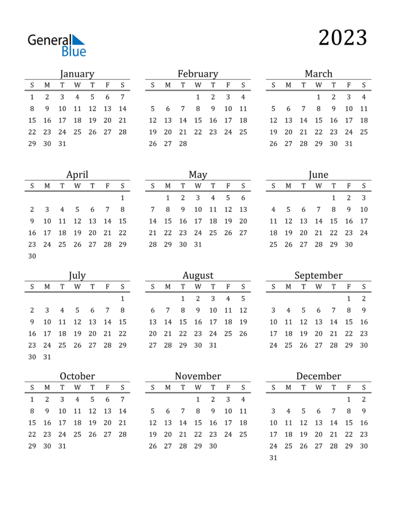 2023 Calendar PDF Word Excel 