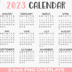 2023 Mini Calendar Overlays 12 Months 2 Inch Individual PNG Etsy UK