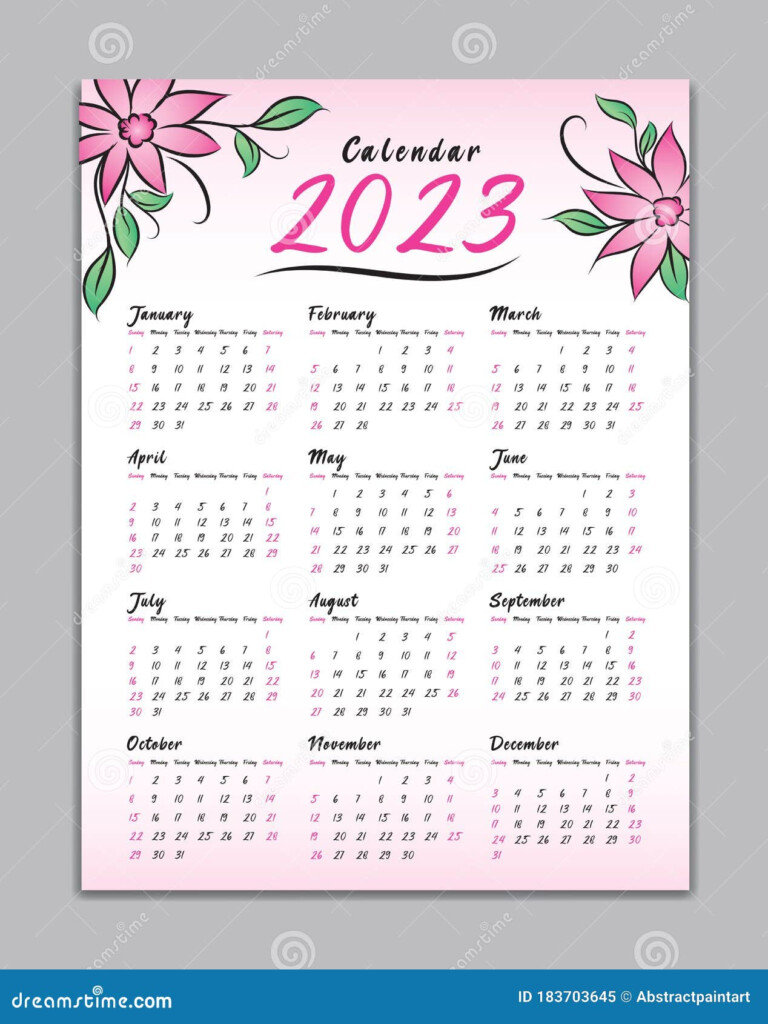 Calendar 2023 Vector Template Wall Calendar 2023 Simple Minimal 