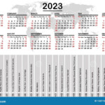 Calendario De 2023 Con Mapa Mundial Y Zonas Horarias Ilustraci n Del