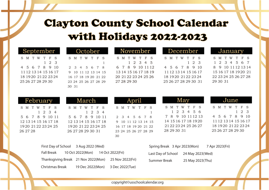Clayton County School Calendar With Holidays 2022 2023
