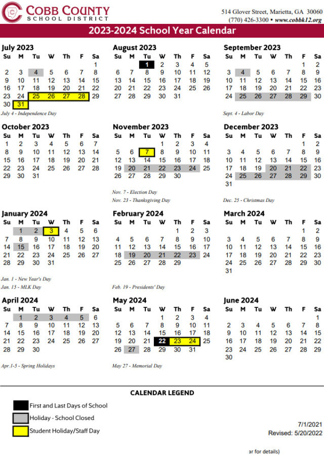 Cobb County School Calendar 2023 2024 Marietta