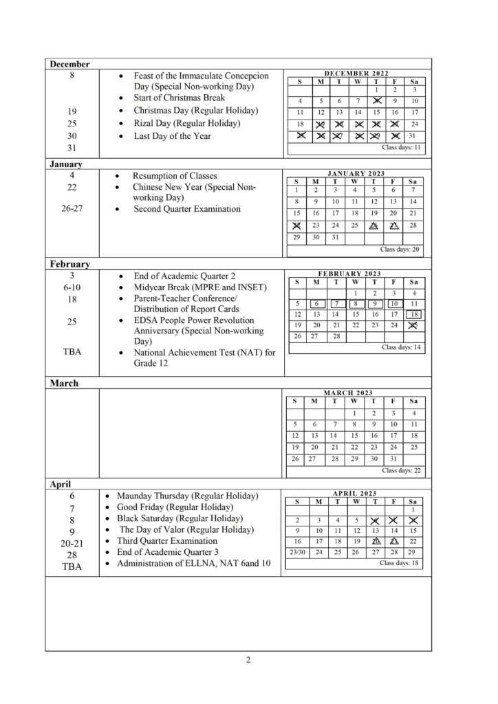 Deped School Calendar 2023 To 2023 Holidays Time And Date Calendar 