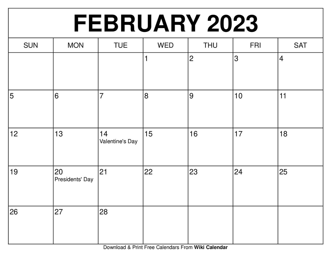 Feb 2023 Calendar With Holidays Printable Get Calendar 2023 Update