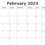 February 2023 Blank Calendar Template