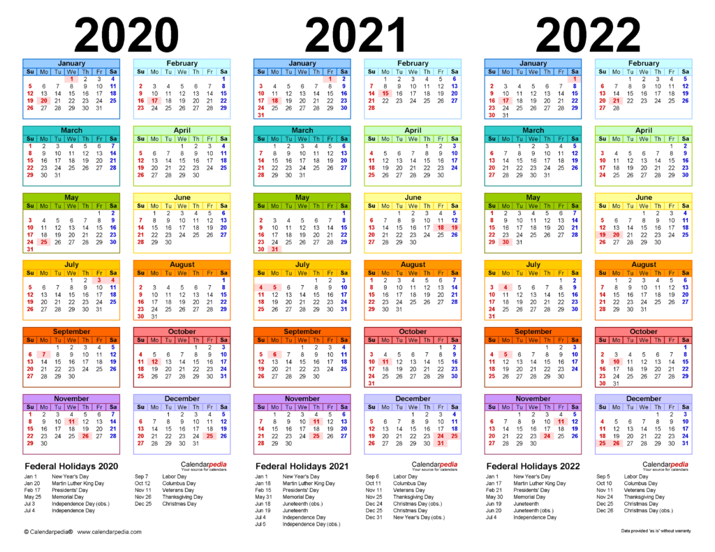 Free Printable 2020 Year Planner 2021 And 2022 Calendar Printable 