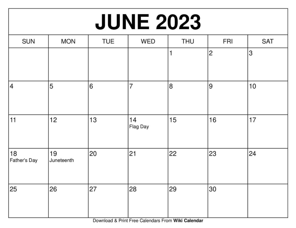 Free Printable June 2023 Calendars Templates With Holidays