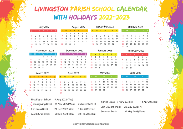 Livingston Parish School Calendar 2022 2023 US School Calendar