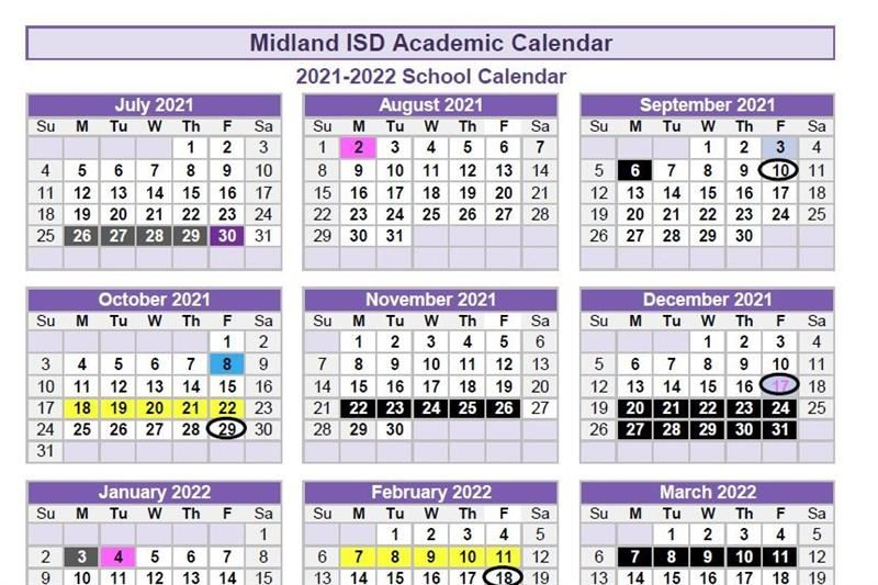 Midland College 2022 Calendar January Calendar 2022
