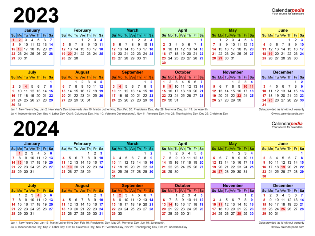 Pocket Calendar 2023 And 2024 2024 Calendar Printable