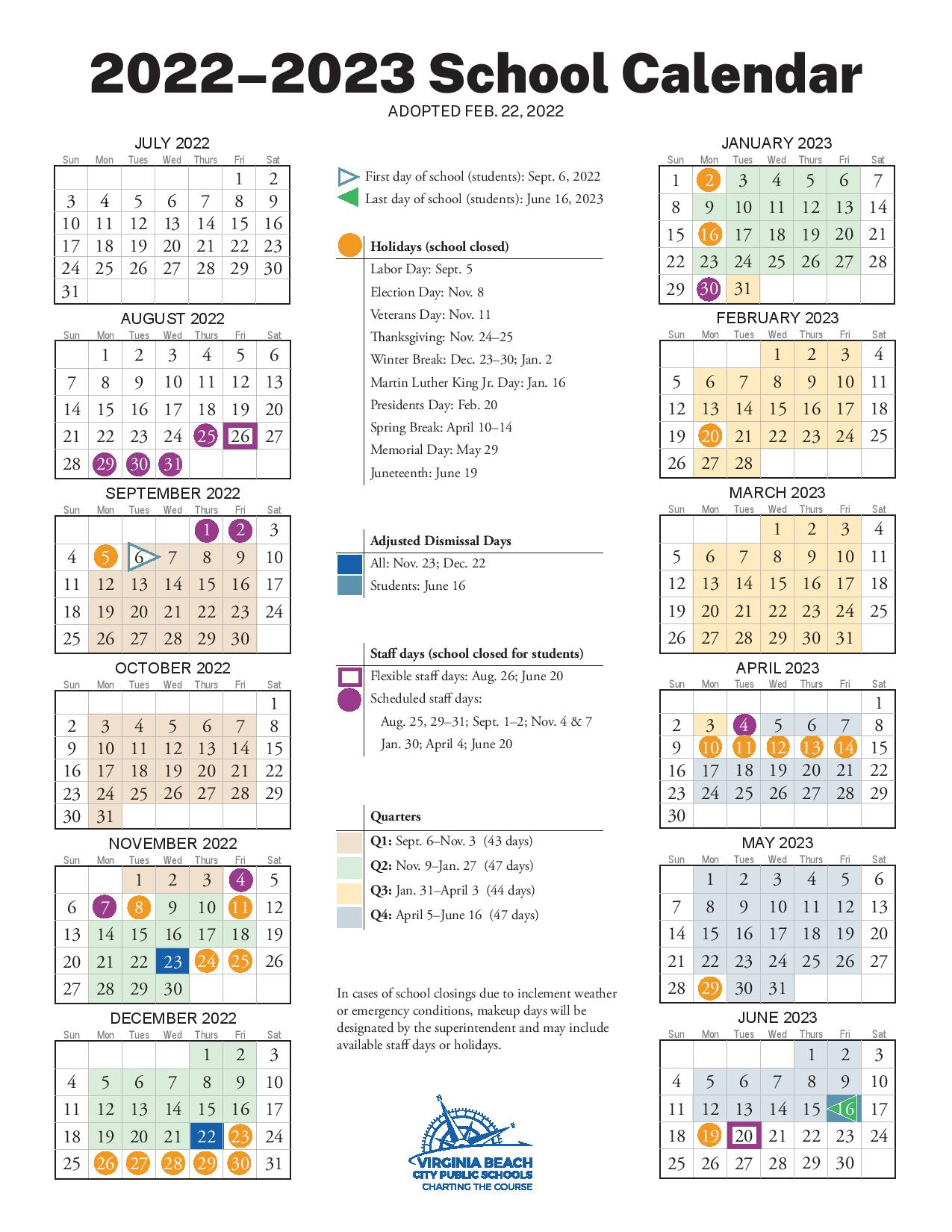 Virginia Beach City Public Schools Calendar 2022 2023 PDF
